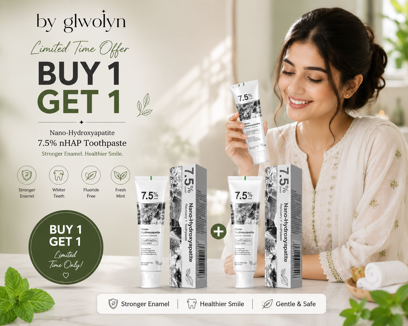 Glowlyn Nano-Hydroxyapatite Recovery Toothpaste